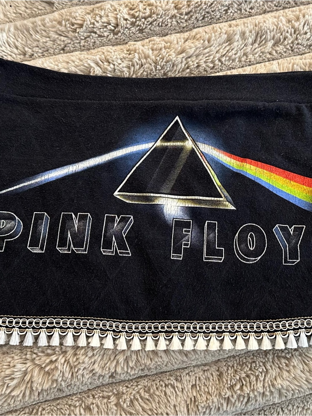 Pink Floyd Black Dark Side of the Moon Mini Skirt with Prism Rainbow Graphic